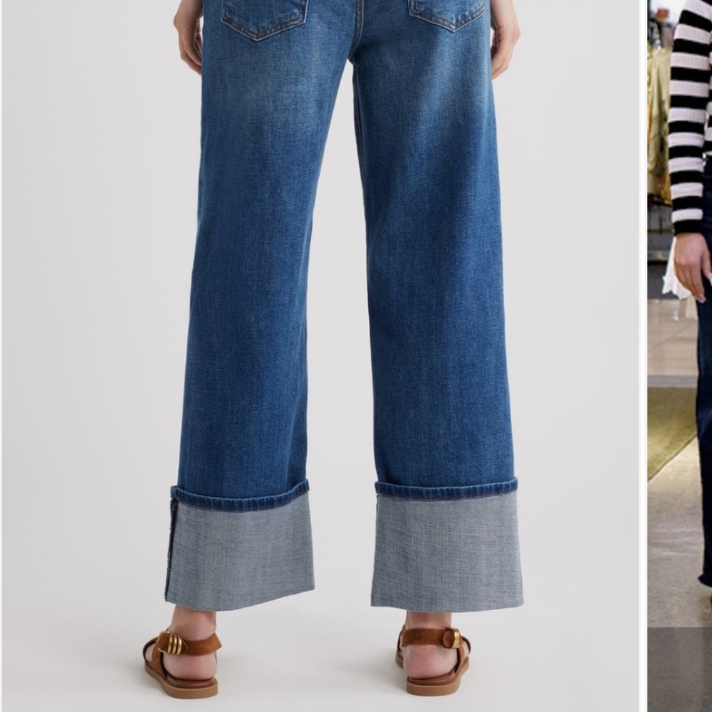 Kut from the Kloth Sienna Blue Cuffed Wide Leg Denim 4 - Picture 7 of 10